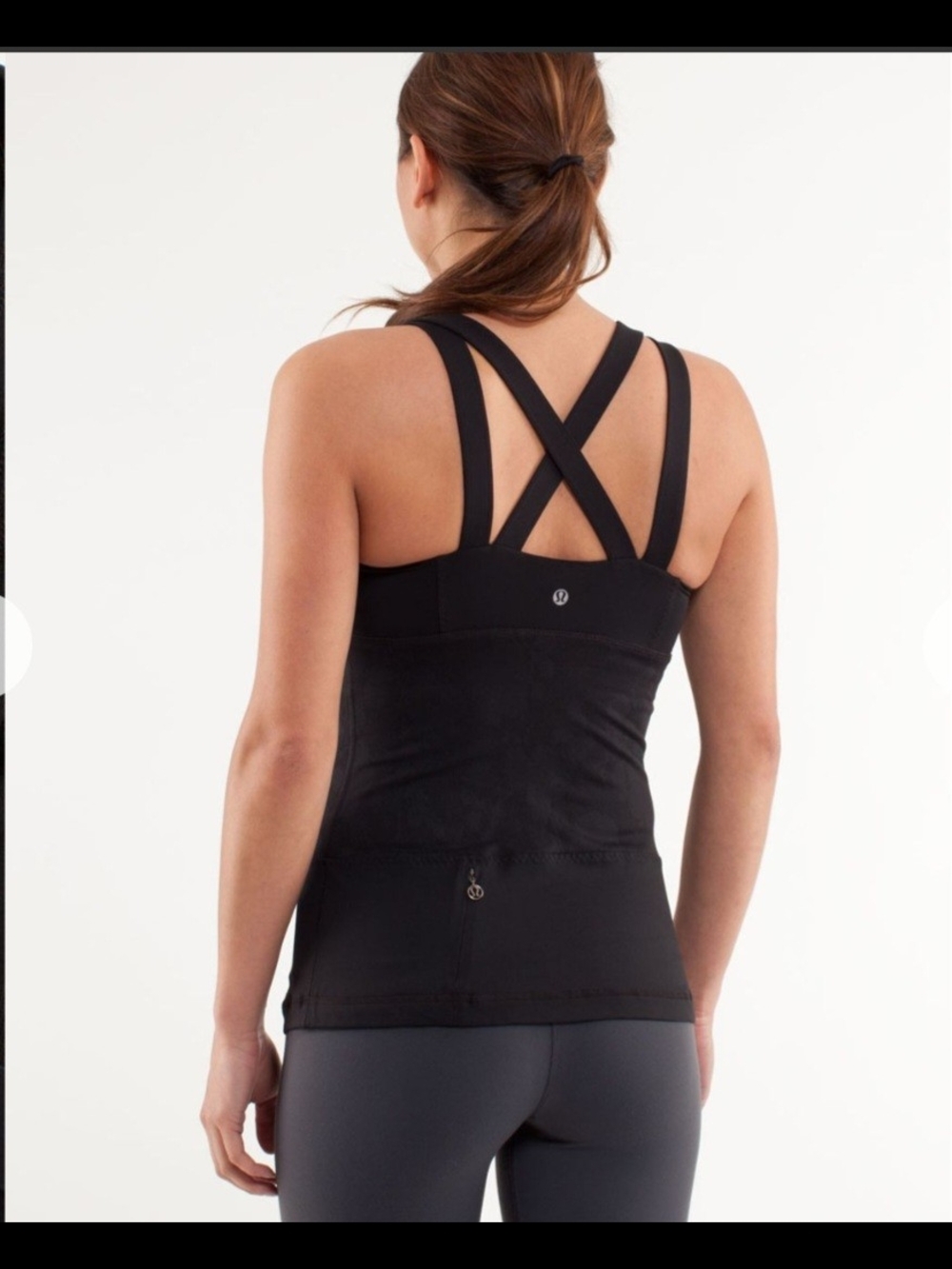 LULULEMON CHATURANGA TANK BLACK BUILT-IN BRA YOGA TOP SIZE S